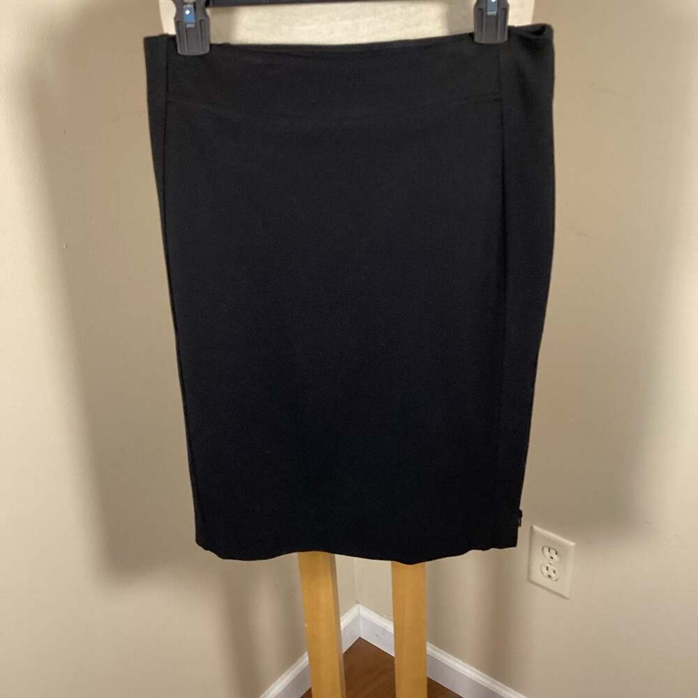 Lynn Ritchie Silver Black Ponte Knit Pencil Skirt with Side Zip Seam